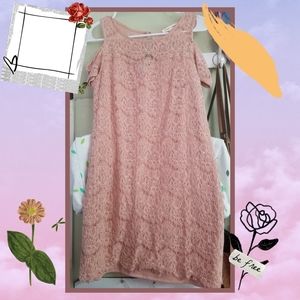 Pink Lace Off Shoulder Dress